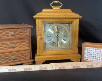 Wooden clock, jewelry box, curio box
