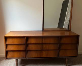 Midcentury Modern Lateral Dresser with Mirror