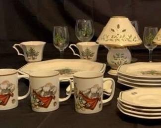 Assorted Christmas Dishes And Glassware 