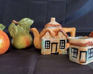 Ceramic Cottage Home Themed Tea Set and Fruit