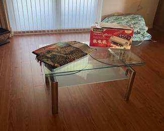 Beautiful glass and chrome coffee table 