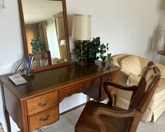 Circa 1960's French Provincial Leather Top Desk