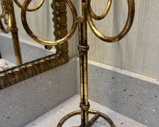 Gilt Hollywood Regency Style 3-Ring Hand Towel Holder