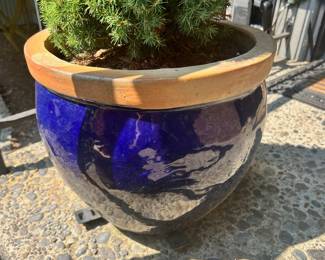 Cobalt Blue Glazed Ceramic Planter