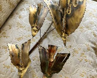 Curtis Jere Brass Birds Wall Sculpture 