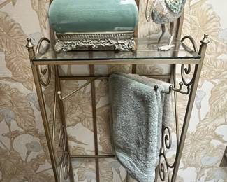 Hollywood Regency Style Bathroom Storage Rack