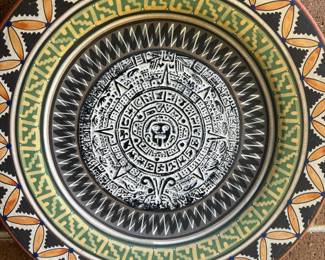 Terra Cotta Mayan Painted/Etched Calendar Wall Decor