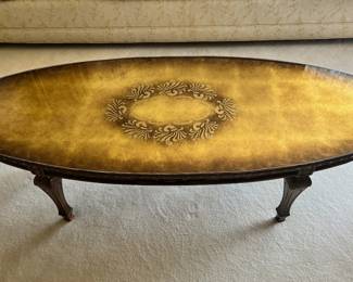 Italian Hollywood Regency Oval Coffee Table