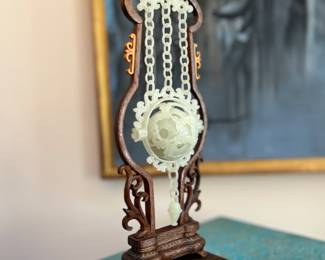 IMPORTANT ANTIQUE CARVED JADE PUZZLE BALL