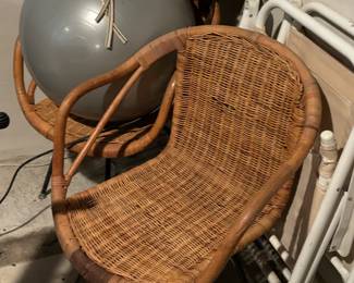 Pair of wicker patio lounge chairs