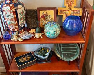 Porcelain, paperweights, glass, marbles, antique religious art and more