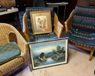Japanese artwork and Wicker chairs