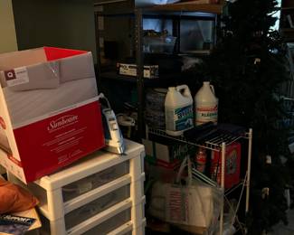 Holiday items and a bunch of stuff in a shop space