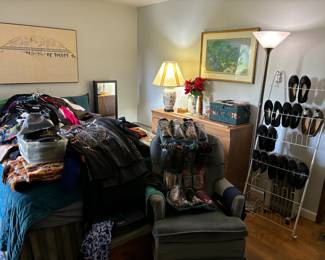 A large amount of women's clothing and accessories