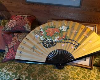 Large Asian Hand Painted Fan