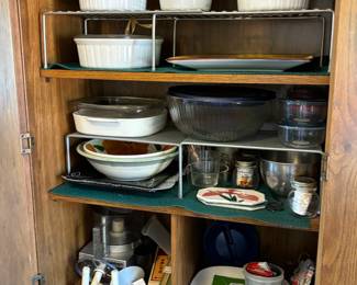 Baking dishes, bowls and a Cuisinart