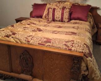 Very detailed hand carved antique oak Bedroom set