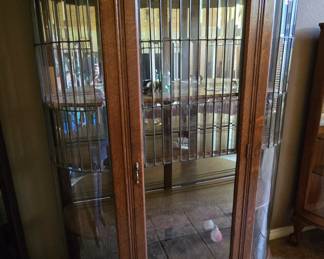 Antique Leaded Glass Display Cabinet