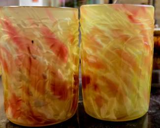 Northwood Leaf Mold Spatter glass tumblers
