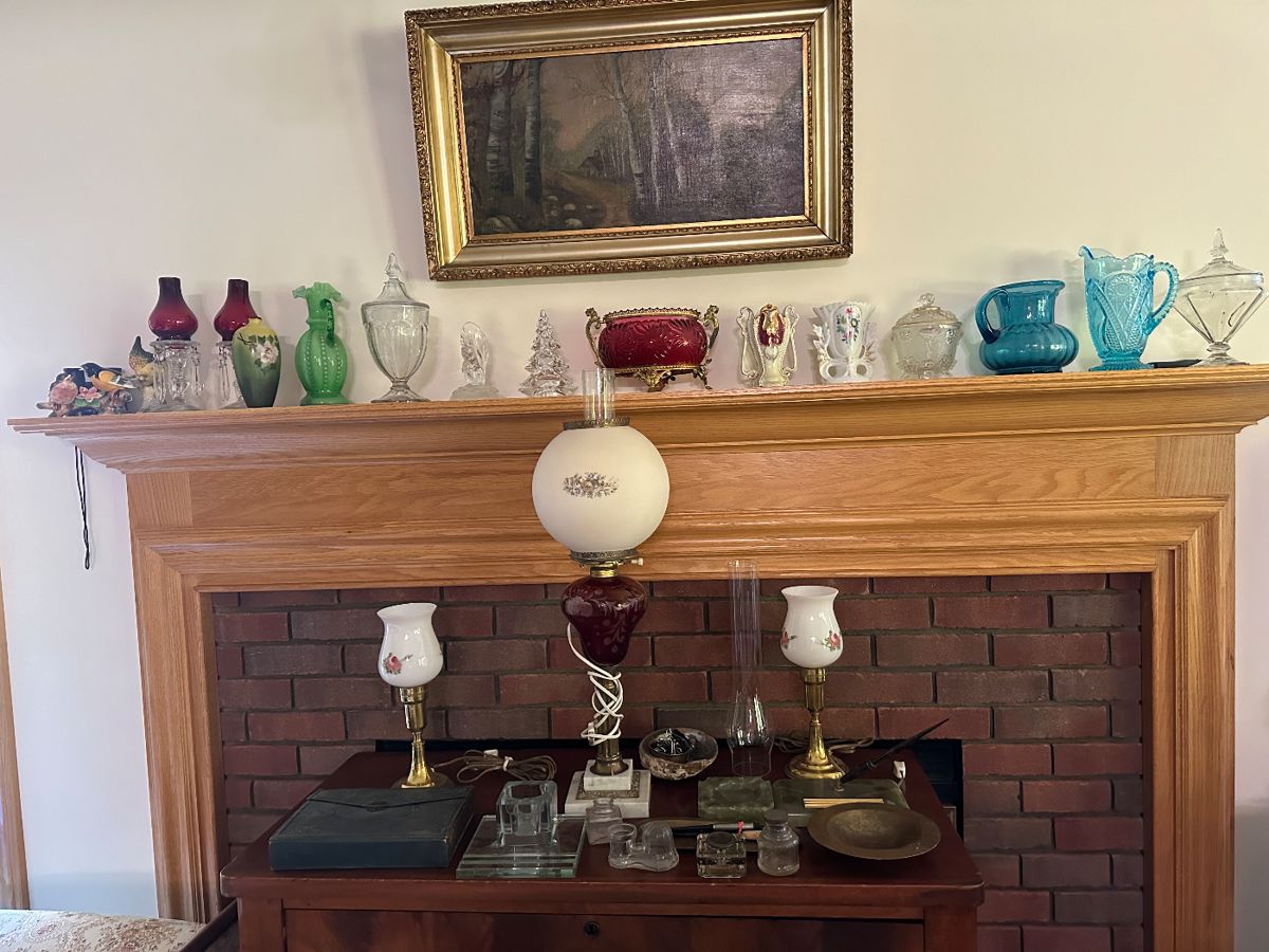Family owned Victorian items. Great condition. Lamps, candy dishes, pitchers, candle lamps. 