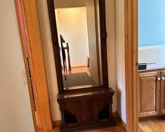 19th century Victorian hall tree with marble shelf. Hand carved. Gorgeous. 