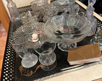 Tray of vintage cut glass. Late 1800’s early 1900’s