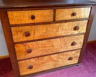 Curly maple dresser. Mid 1800’s. Great condition. 
