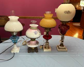Nice collection of electrified oil and kerosene  lamps. Fully functioning. 