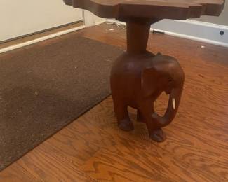 Wooden Elephant End Table