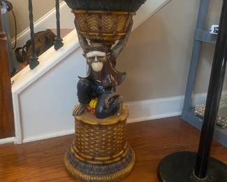 Monkey Base Glass Top End Table