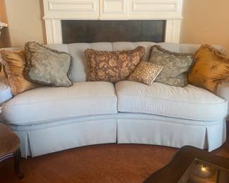 Curved Couch with Throw Pillows