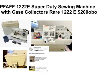 PFAFF 1222E Super Duty Sewing Machine with Case Collectors Rare 1222 E Valued at $400 we are asking $200 obo also have lots of sewing stuff