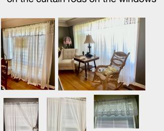 Curtain and drapes for sale $10 up to $25 they are hanging
on the curtain rods on the windows