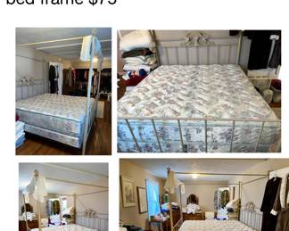 King size plush mattress $100
King size rod iron for poster bed painted
bed frame $75