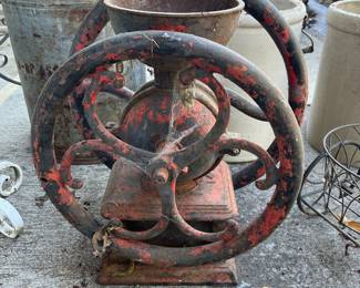 20 “ Antique double, hand crank grinder, Cast Iron Corn,Coffee Bean ,Wheat this is worth a lot of money hard to price $45