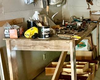 Garage workbench $25
Wooden boxes five dollars each