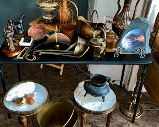 small statues bronze And lots of brass antique items