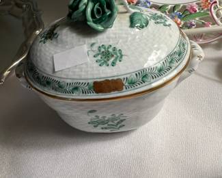 We have a nice selection of HEREND pieces
Chinese Bouquet Green covered Box