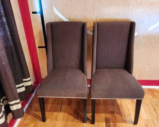 2 brown Parsons chairs selling separately