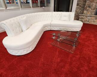 2pc White Leather Sofa Sectional