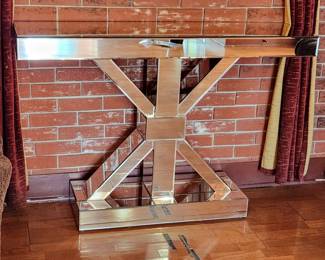 Mirrored X sofa accent table