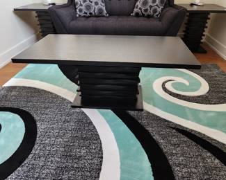 Black wood stacked pedestal coffee table