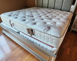 Brand new Sterns and Foster King Size Matt and Box Spring Set (sold separately from the bed frame.