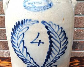 BURGER & LANG ROCHESTER NY 4 GA POTTERY VESSEL LID SALT GLAZES