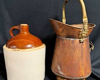 COPPER COAL BUCKET & JUG