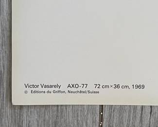 $150 - Victor Vasarely (French-Hungarian 1906-1977) AXO-77 overall 10 1/2 x 10 1/2 Limited -Editions du Griffon - Neuchatel/Suisse 