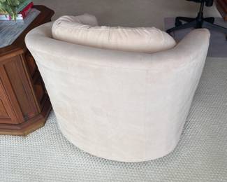 #65 $120 two tan swivel chairs microsuede 