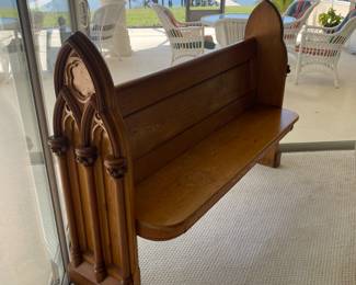 $475 - Antique pew Gothic style 60x43hx16