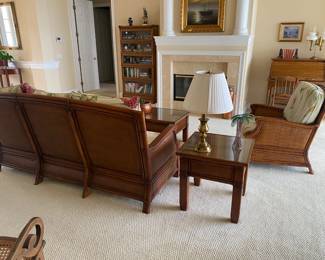 #17 $725 Wicker wood lounger set sofa/armchair/side chair