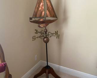 #50 $375 copper all weather vane sailboat on stand 65x21